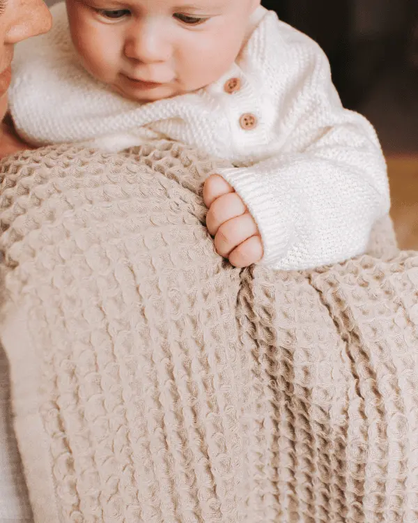 Little Fishies Waffle Blanket - Warm Taupe | Sand Cloud - Image 6
