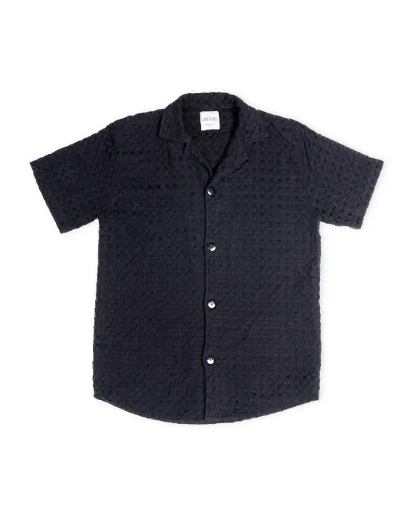 Alternative view of Orb Button Down Waffle Shirt - Black - Mens | Sand Cloud