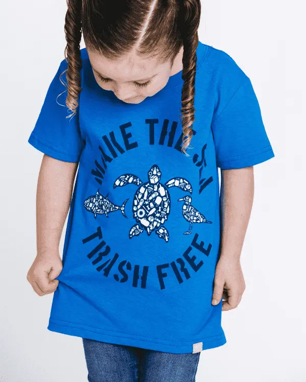 Make The Sea Trash Free Kids Tee - Sapphire Blue | Sand Cloud - Image 2