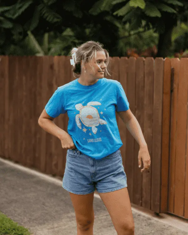 Alternative view of Sunrise Turtle SS Tee - Sapphire Blue | Sand Cloud