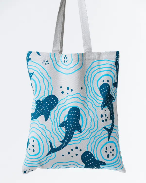 Alternative view of Shark Ripples Everyday Tote | Sand Cloud