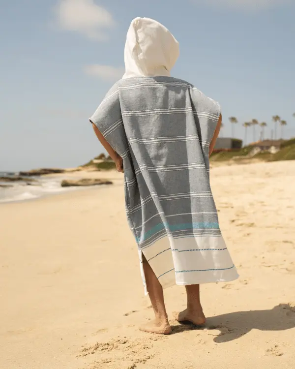 Colorblock Stripe Hooded Poncho Youth - Blue | Sand Cloud - Image 3
