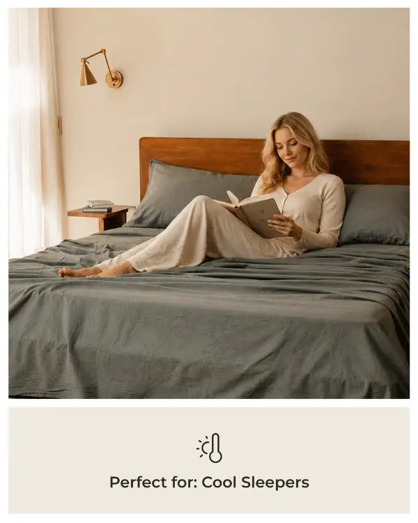 Classic Micro Twill Solid Melange Sheet Set Moss | Sand Cloud - Image 5